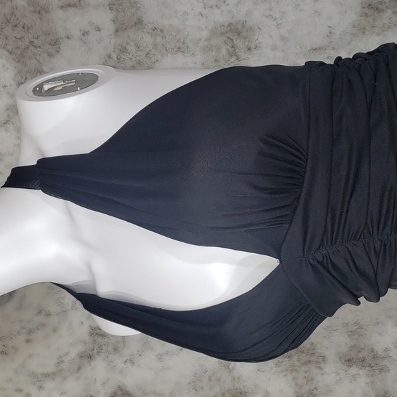 Forever 21 Sheer Layered Black Knee Length Halter Dress Size Medium - Picture 5 of 15